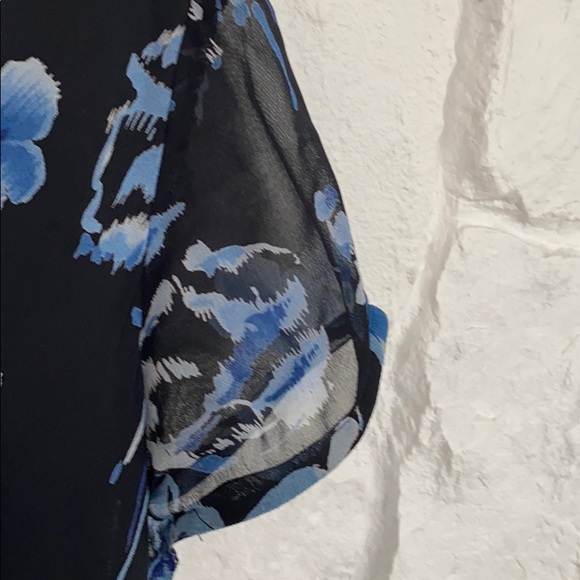 Majick long Lined Sheer sleeved Navy + Blue Dress - Picture 10 of 14